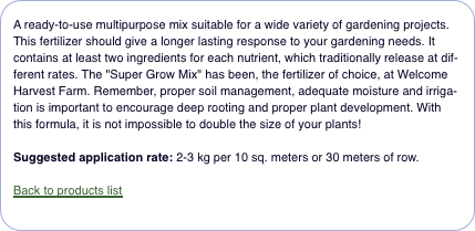  A ready-to-use multipurpose mix suitable for a wide variety of